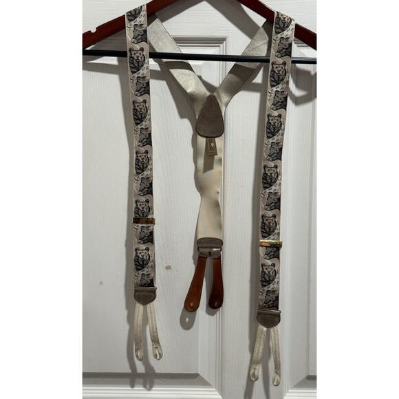 Trafalgar Calvin Curtis Rose Bull & Bear Design Silk Braces Suspenders - Picture 1 of 8